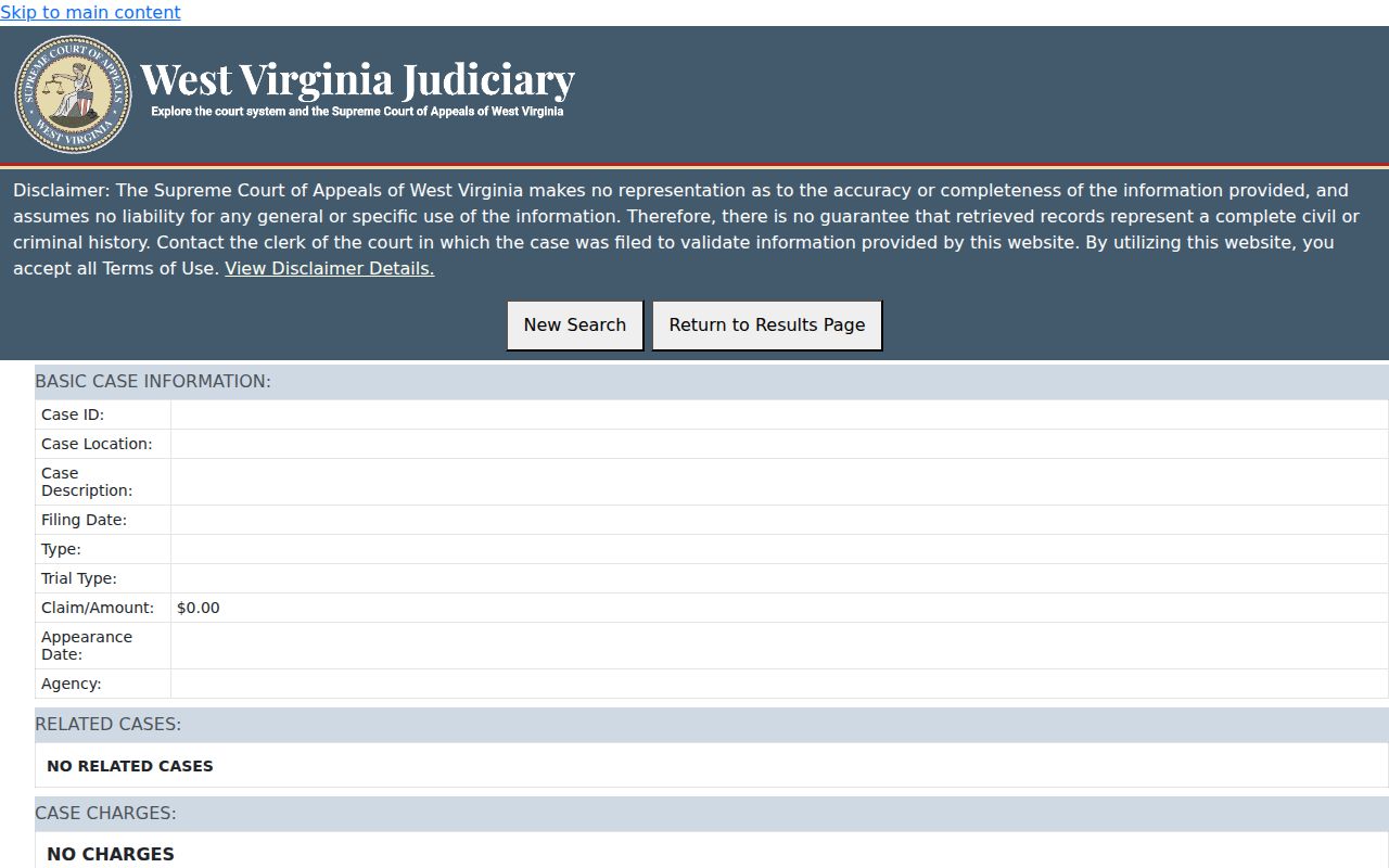 Pendleton County civil docket detail fields