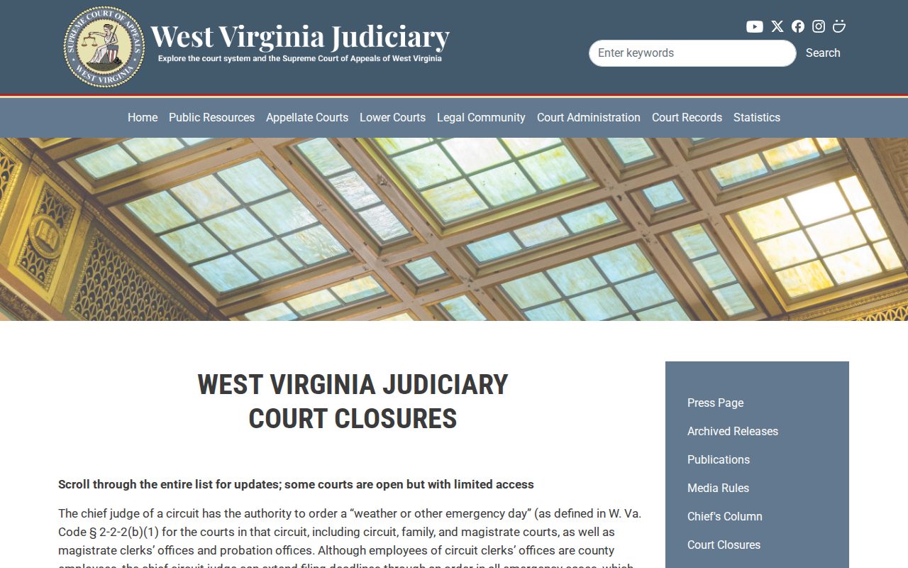 Pendleton County case search courthouse closure check