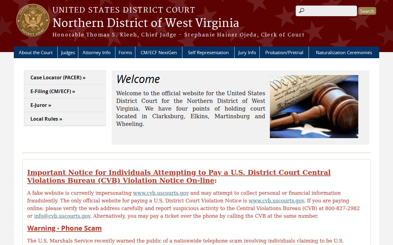 Pendleton County court records federal court access in Elkins